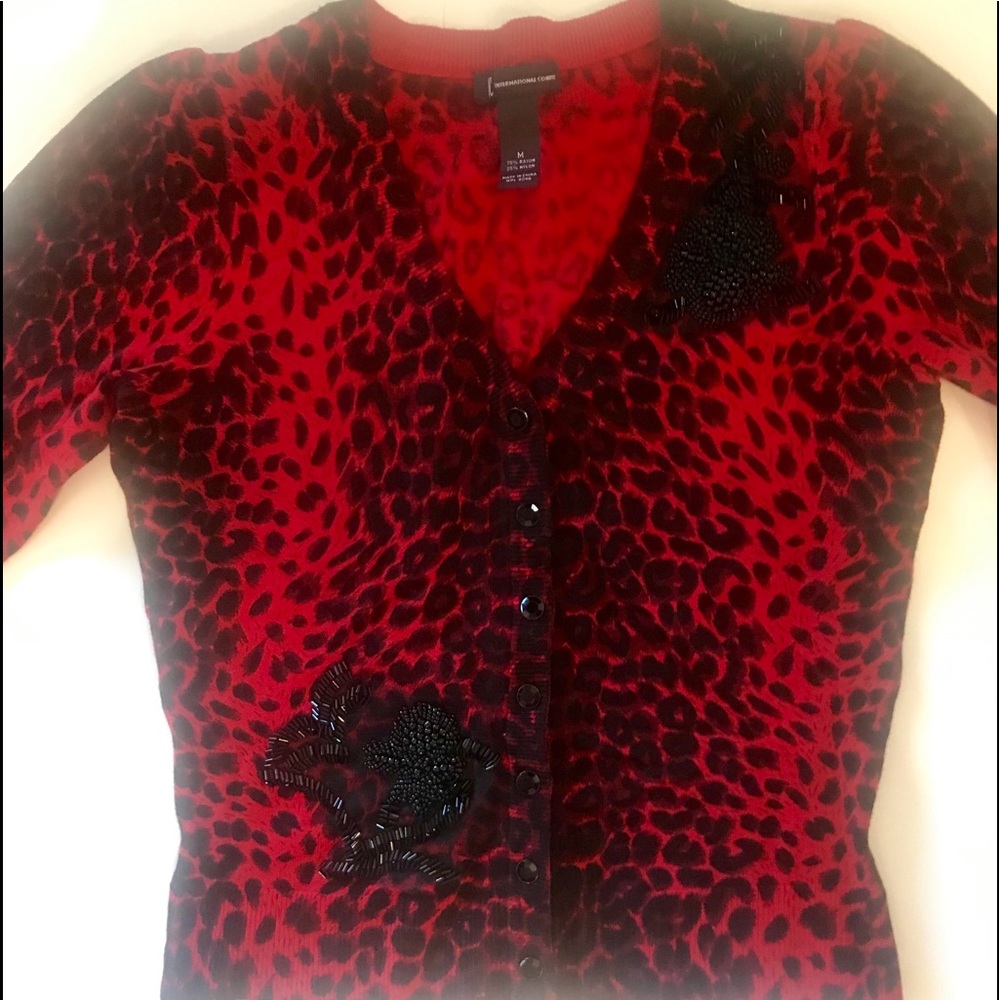 INC International Concepts Red Beaded Sweater
